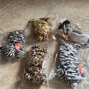 Ty Beanie Babies Plush Set of 5 ( animal print style)